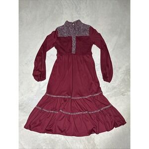 VTG 70's Rags by Kressandra Burgundy Floral Lace Gothic Witchy Dress 11 Vampire